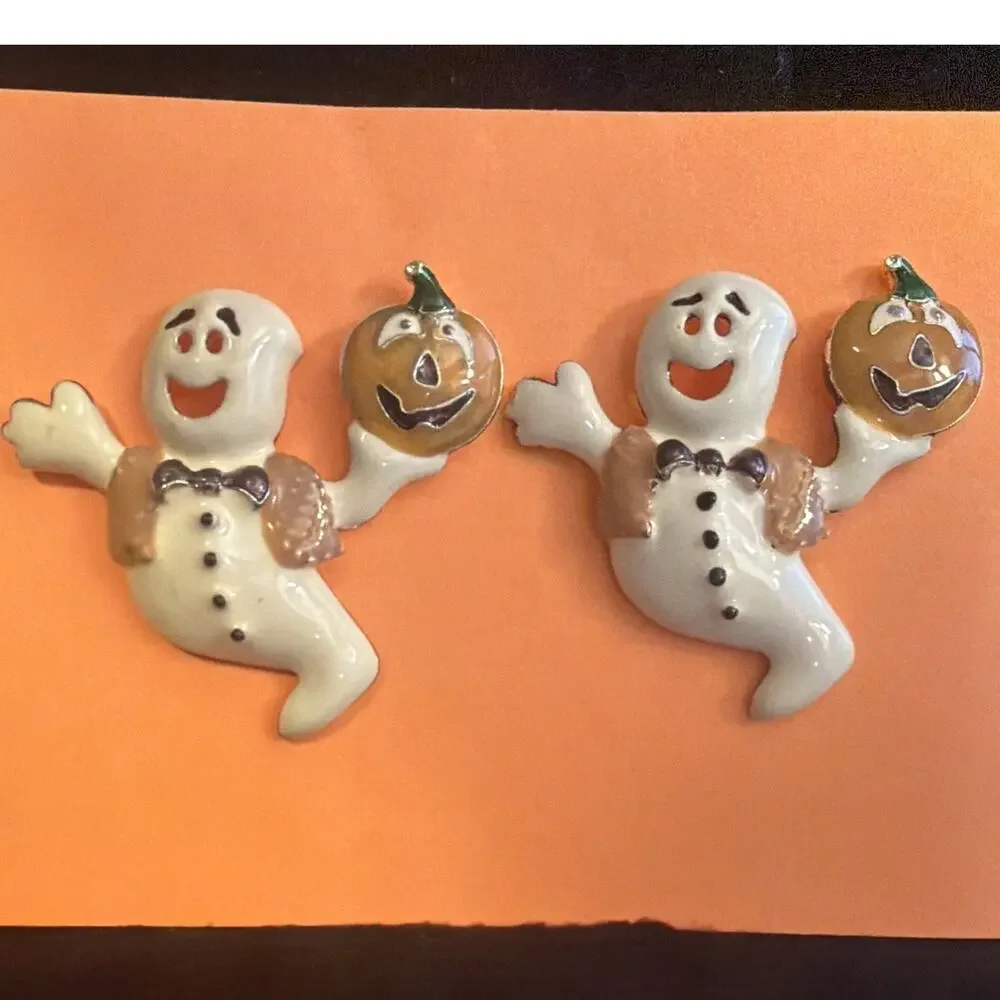 Halloween Ghost & Pumpkin Enamel Pins Bundle New Fun Lot Fall Brooches